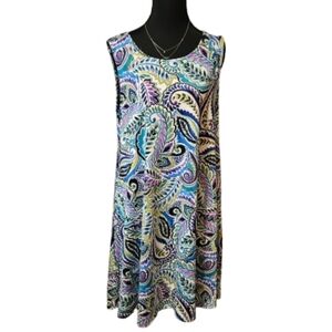Nina Leonard Women's Large Paisley Tank Dress